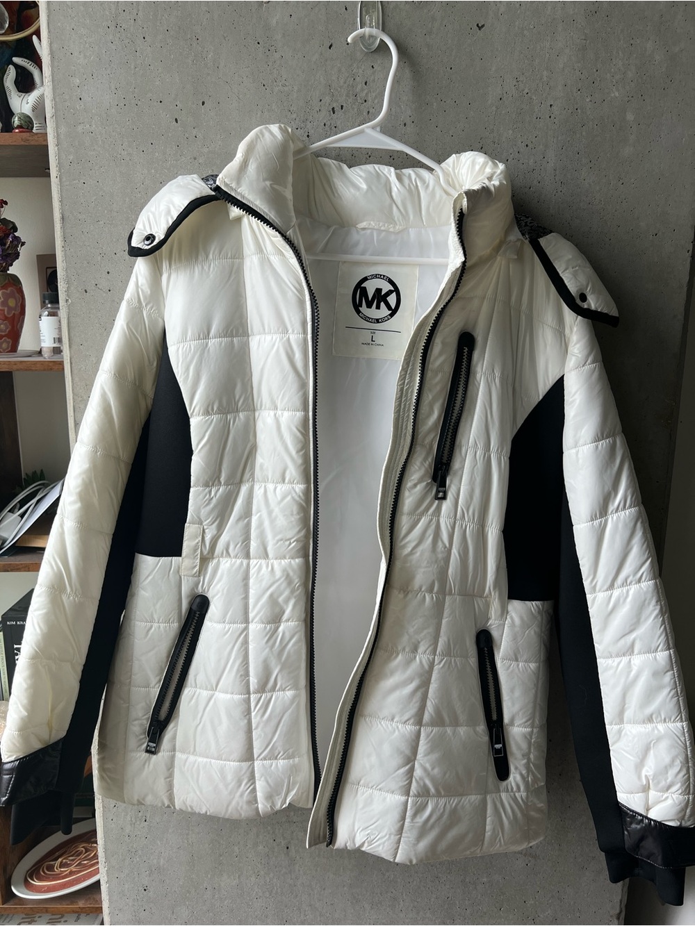 Michael Kors White and Black Quilted Puffer Jacket